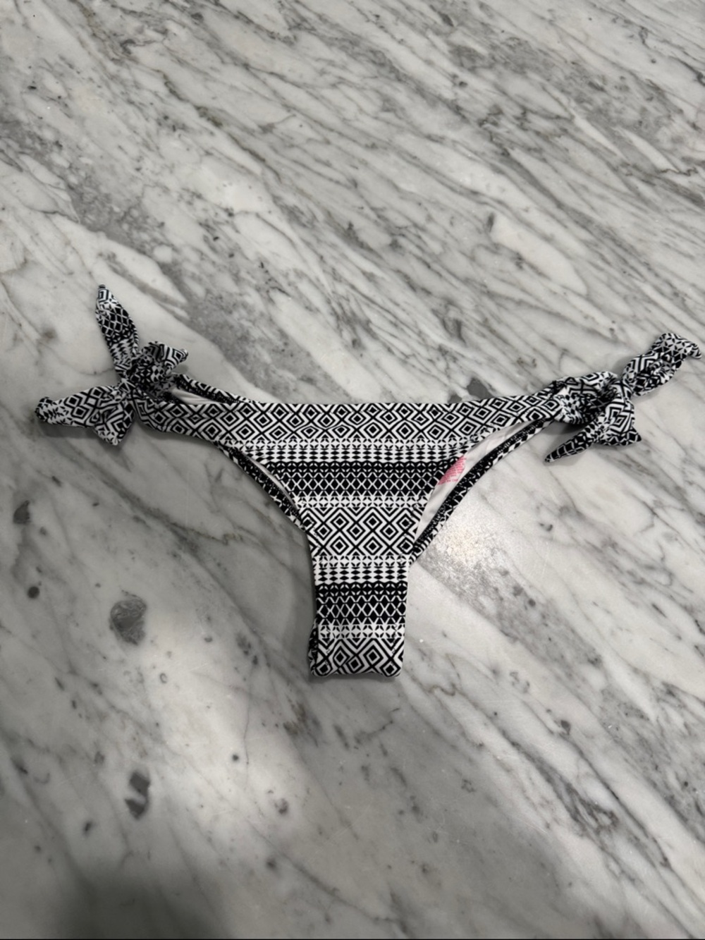 Victoria's Secret Black & White Geometric Tie-Side Bikini Bottom